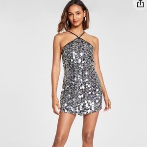 Sequin halter mini dress